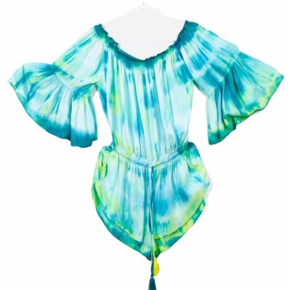 Boho Soul Off the Shoulder Jumpsuit Romper Size L - Picture 3 of 10